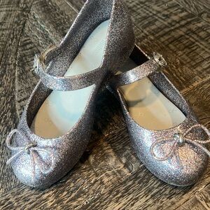 Mini Melissa silver glitter girls shoes
